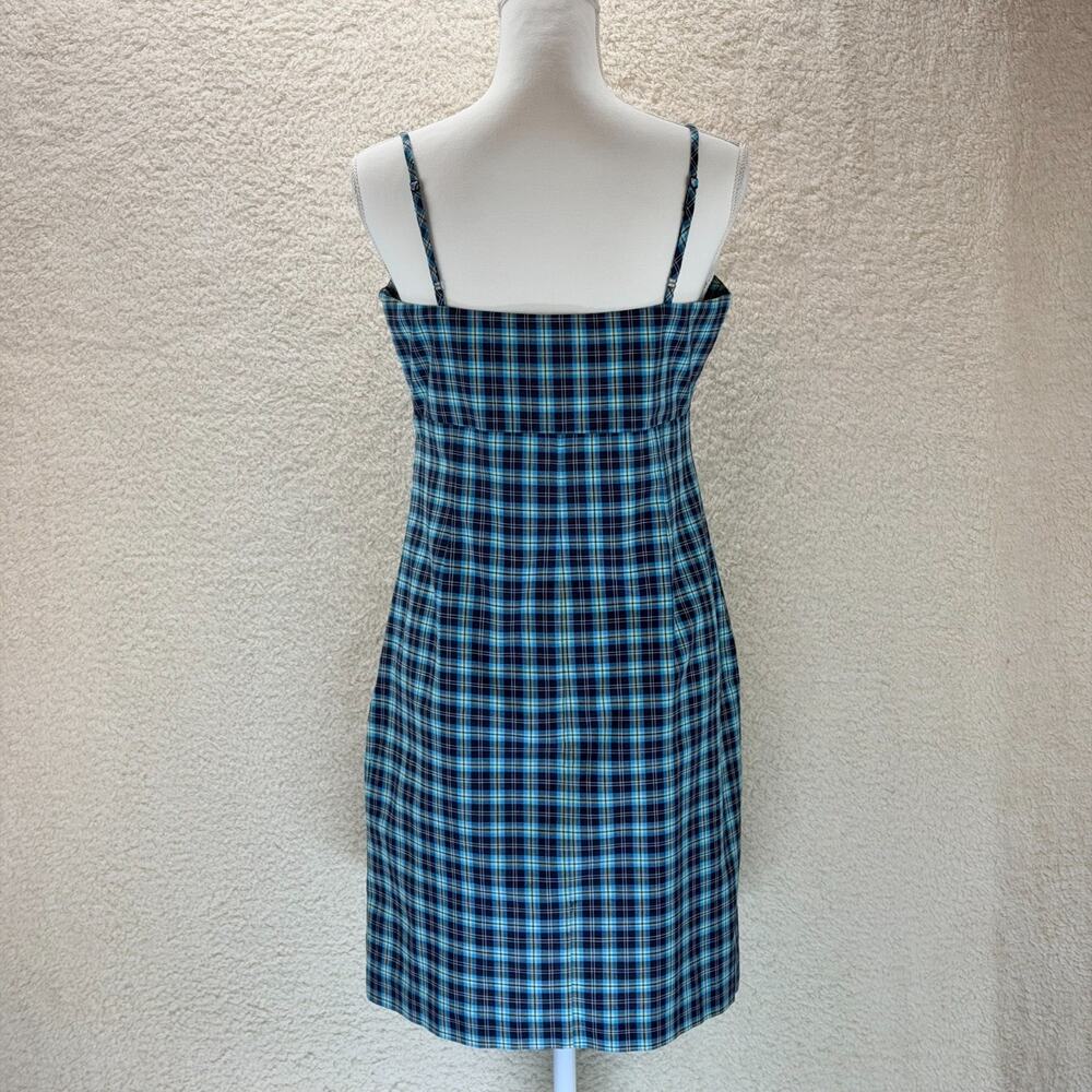 Esprit de Corp Babydoll Plaid Mini Dress Cotton Size 9/10 Side Zipper Y2K Retro - Picture 2 of 12